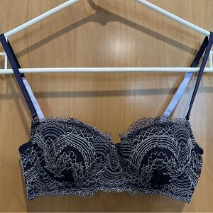 Elegant Lace Bralette - Navy Blue